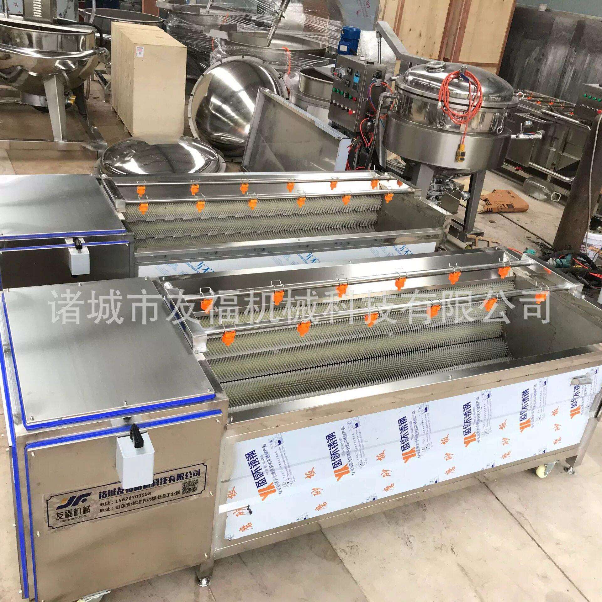 定制黄瓜软毛刷清洗机商业土豆去皮水洗机果蔬去皮去杂设备厂家
