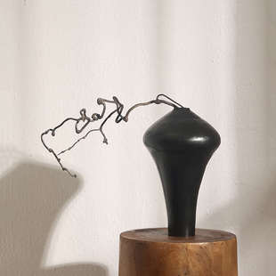 侘寂风实木底座圆形中古风雕塑台日式家居民宿香樟木墩子落地摆件