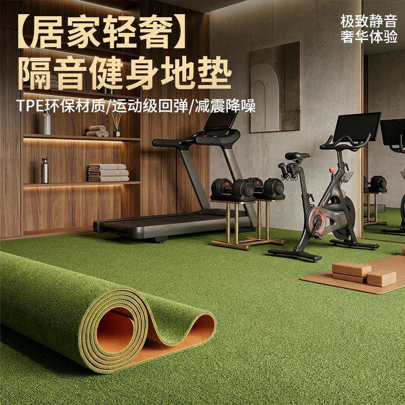 专业隔音减震地垫家用健身房跑步机楼层静音消音地毯加厚可裁剪垫
