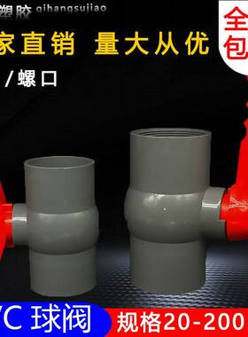 PVC灰色球阀 阀门 开关 螺口 给水管20  25 32 40 506 375 90 110