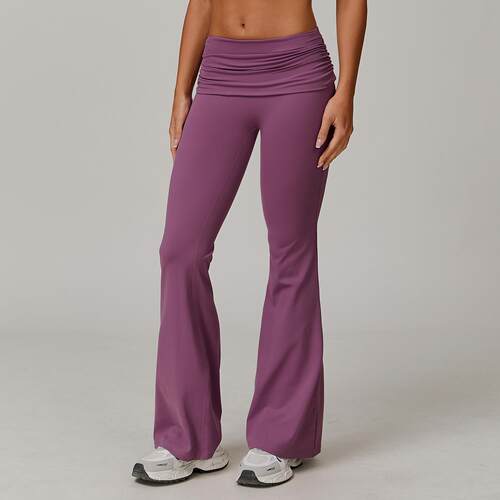 Yoga pants wide leg exercise high waist tight bell bottom