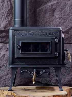新款直销FS501铸铁真火燃木独立式壁炉民宿别墅自建房用烧柴取暖