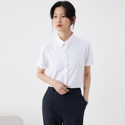 正品宿业·色短袖季衬衫女职正装夏款小新翻领气质OL公务员面试白