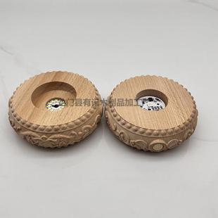 无球线充14518电触控圆d形莲花浮面雕实木le灯水晶发光灯座小夜灯