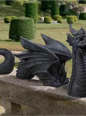 直销新款跨境新款手工龙摆件黑白三节龙装饰摆件花园庭院装饰品树