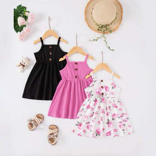 tween girls summer floral print solid color halter dress