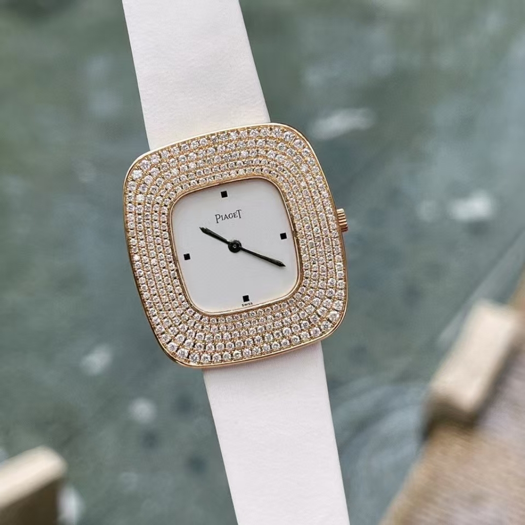 98新伯爵高级珠宝腕表18K金后镶钻手动机械女手表28*33mm正品二手