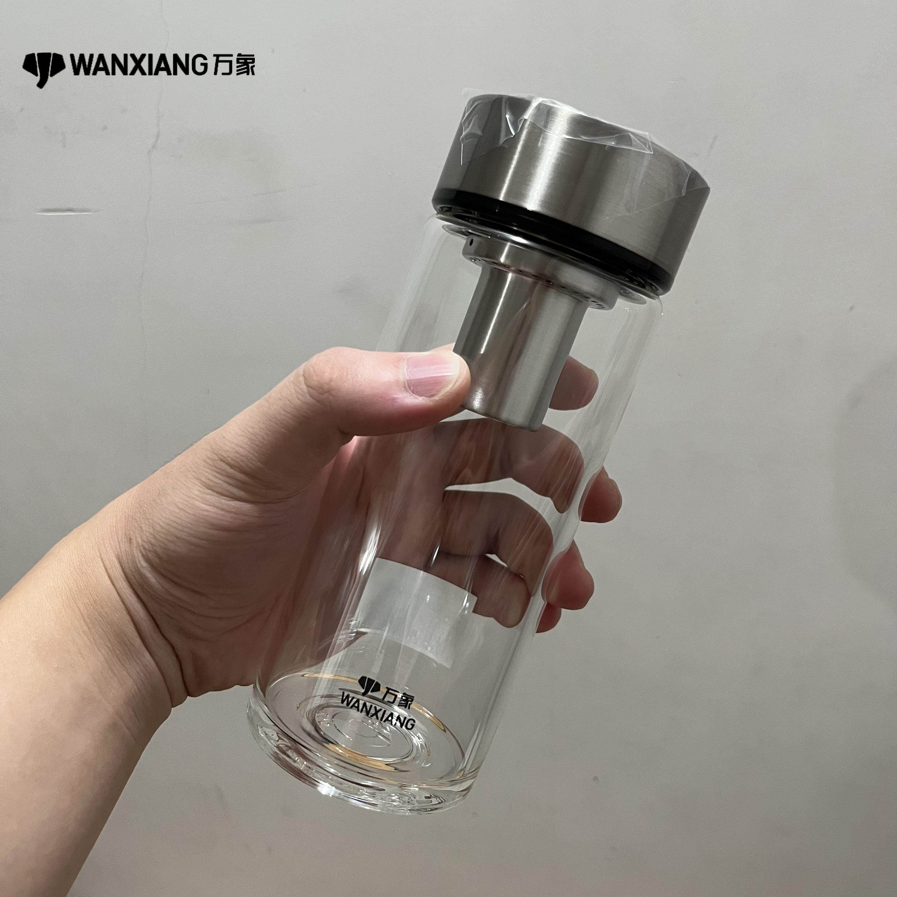 万象单双层玻璃镜面盖大容量带滤网泡茶男水杯送礼定制刻字杯U303