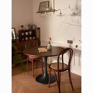 中古实木圆桌郁金香小户型复古餐桌阳台休闲茶几bjs