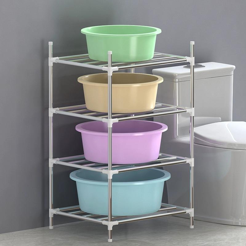 不锈钢脸盆架宿舍落地多层架卫生间置物架浴室转角洗脸盆收纳架子