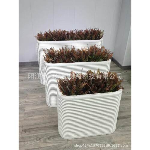 厂家圆边条纹花瓶户外落地花箱水泥绿植盆栽玻璃钢花盆摆件定制