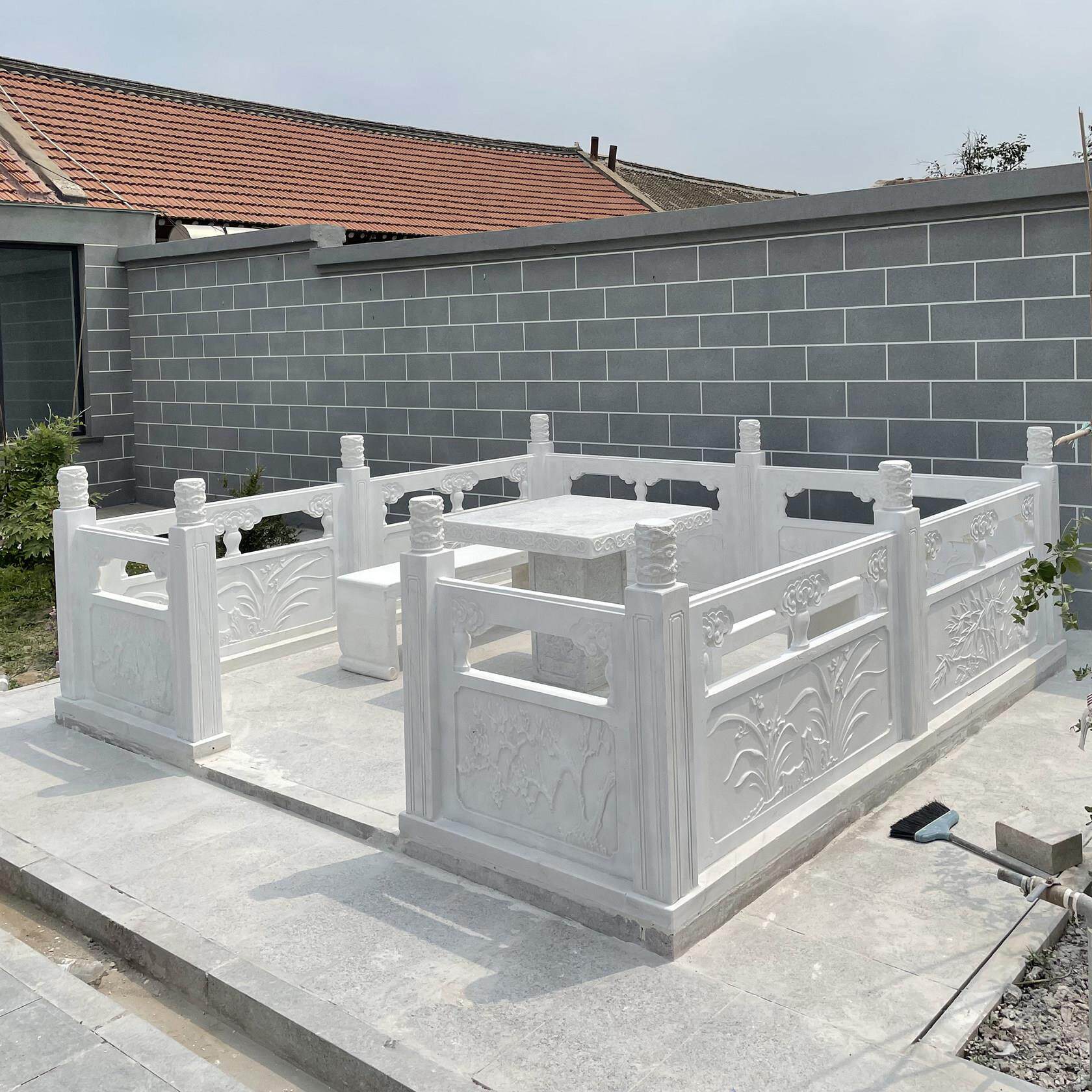 石雕栏板汉白玉栏杆升旗台拱桥别墅庭院花栏围栏石花岗岩青石护栏