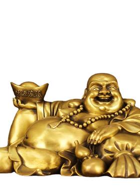 全铜百财弥勒佛元宝卧佛大肚佛笑佛家用寺庙佛堂店铺供奉开业礼品