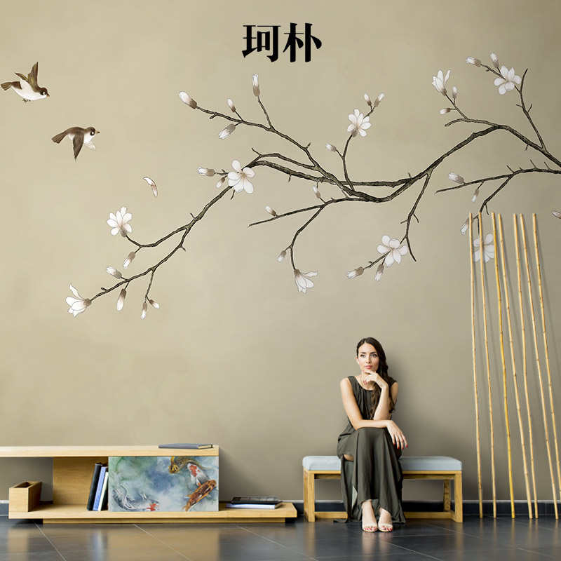 珂朴现代简约定制壁画中式复玄关茶室壁纸客厅墙纸电视背景墙布