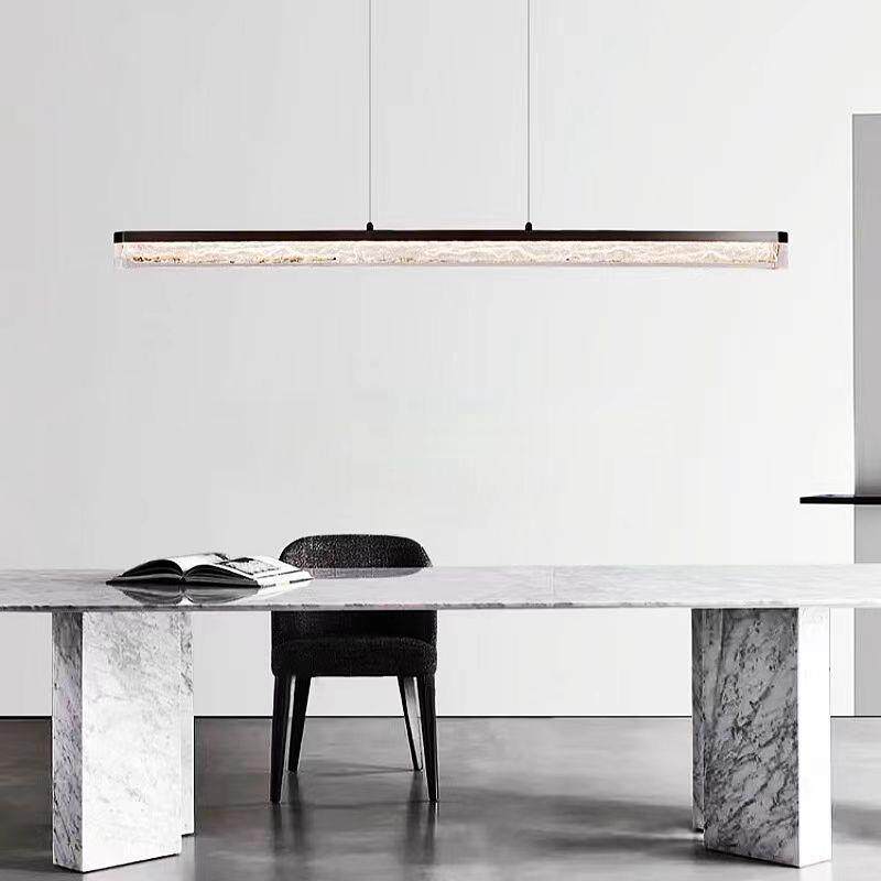 意式极简全铜餐厅吊灯现代简约设计师高端创意餐桌吧台一字长条灯