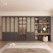 法式 复PAT古实木藤风编门大衣柜古带梳妆台衣一体用中橱衣帽间