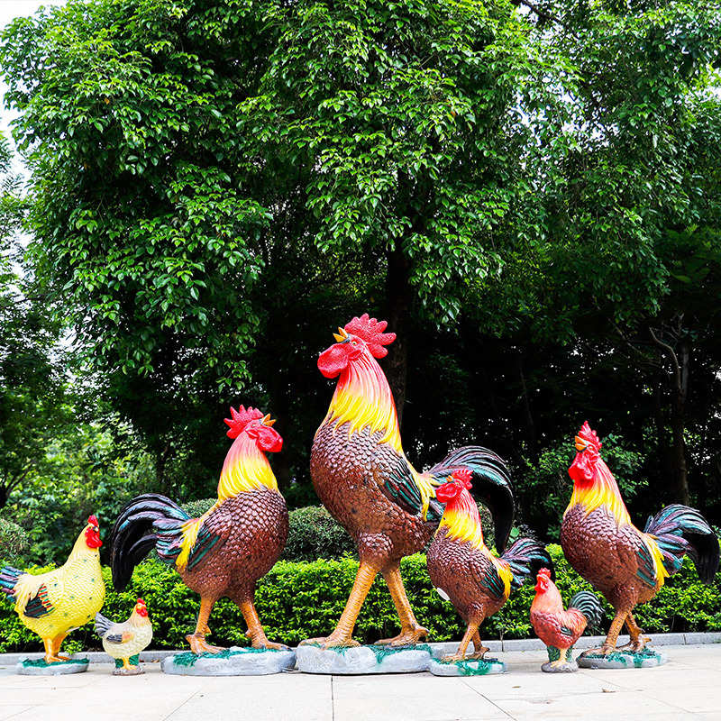 仿真大公鸡摆件母鸡模型雕塑户外店门口装饰落地发光公鸡灯景观灯