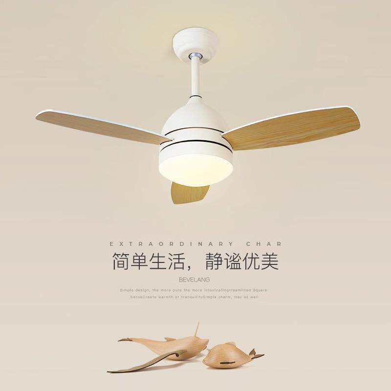 餐厅吊扇灯日式原木客厅风扇一体灯现代简约个性北欧卧室led吊灯