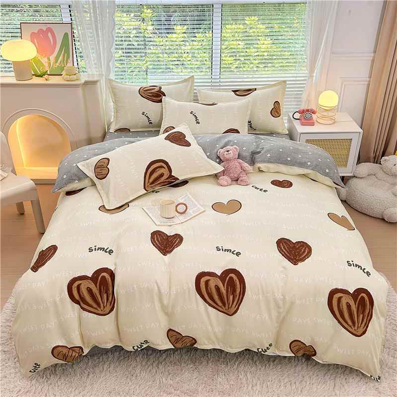 正品加厚全棉磨毛四件纯单棉保暖床上用被品套人宿舍套床单三件套