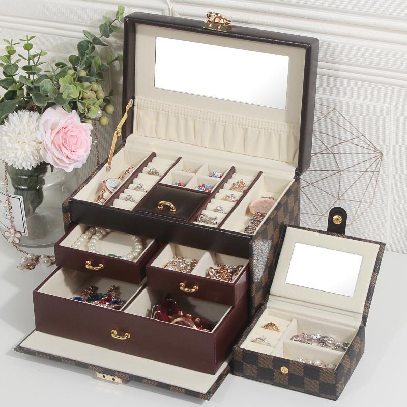 高档首饰盒锁盒 手饰品收纳指盒戒表珠宝首带饰盒箱覆古生日结婚