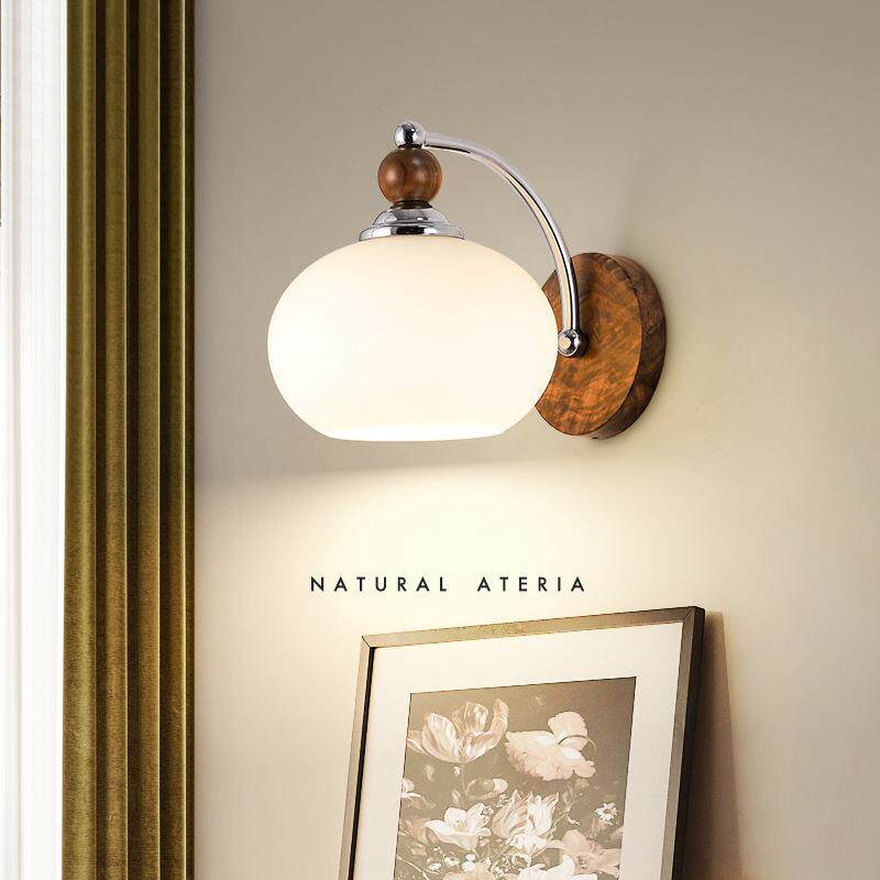 全光谱床头壁灯新中式简约轻奢胡桃木护眼卧室吊灯阳台走廊过道灯