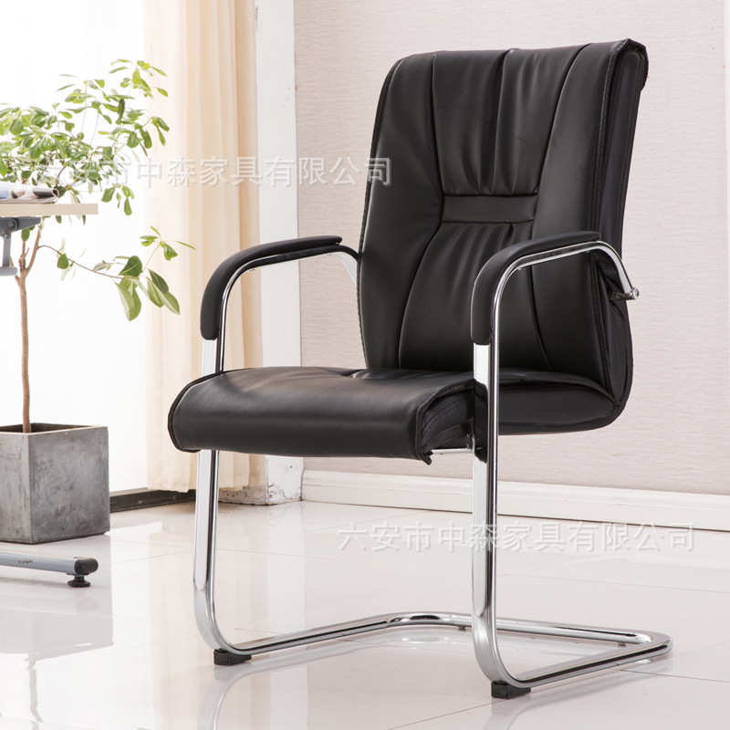 职员弓形皮艺电脑椅会议椅办公椅弓形会客转椅棋牌椅固定扶手皮椅
