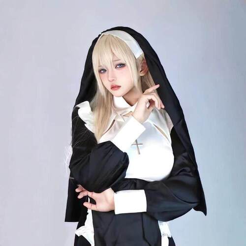 修女服cos女装抖音性感变装开叉制服cosplay旗袍哥特风万圣节套装
