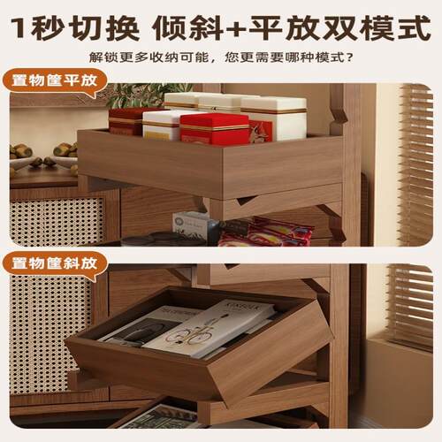 实木书柜书架落地置物架可移动桌边收纳架子绘本架小型柜子储物柜