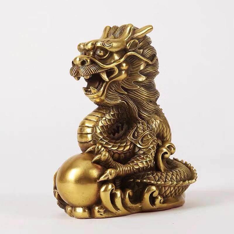 纯铜龙摆件十二生肖龙吉祥物青龙摆设招财家用风水家居工艺品摆饰