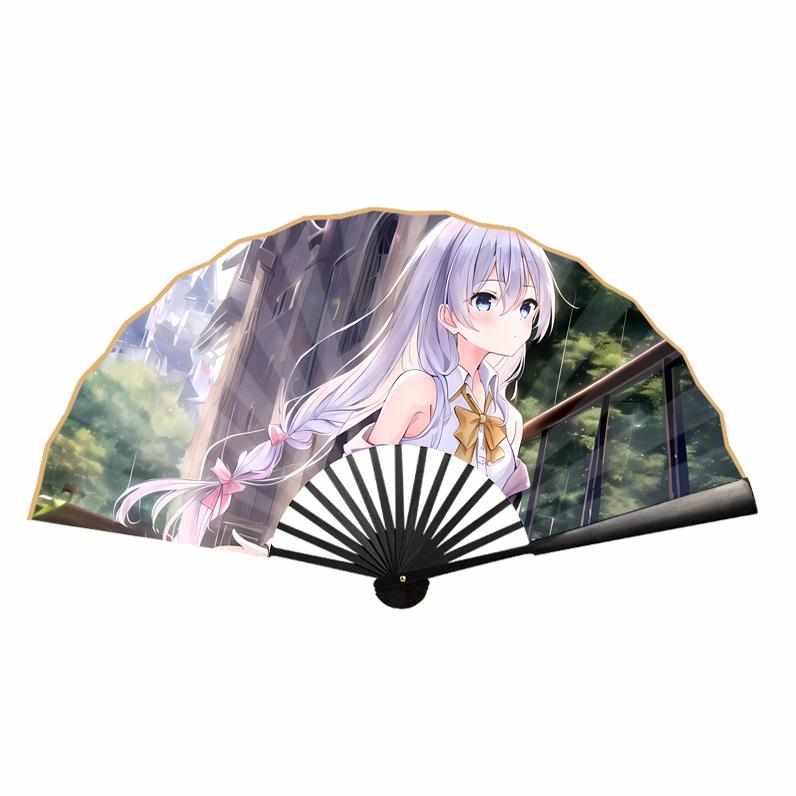 新款魔女之旅扇子动漫周边伊蕾娜芙兰扫帚折扇10寸绢布扇子定制