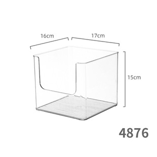 透明长方形桌面收纳盒塑料有盖防尘化妆品亚克力饰品吧唧收纳盒子