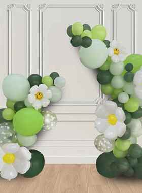 森系牛油果绿色气球拱门开 业气氛布置生日氛围装饰周年店庆典场