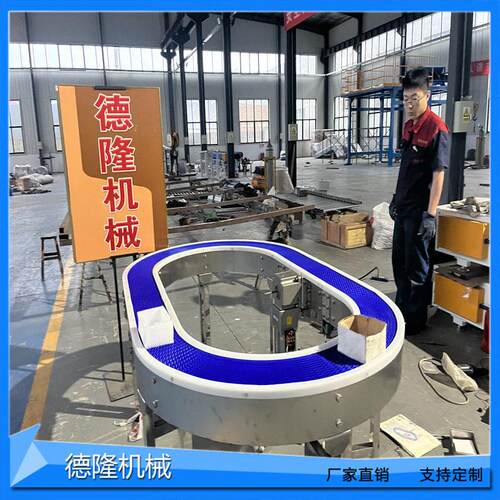 POM耐低温链板生产线车间装箱环形塑料流水线食品PP网链输送机