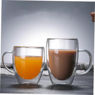double cups glasses mug tea drinking coffee glass wall mugs