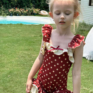 女童泳衣夏装 儿童连体度假泳衣夏季 新款 甜美气质小女孩速干游泳装