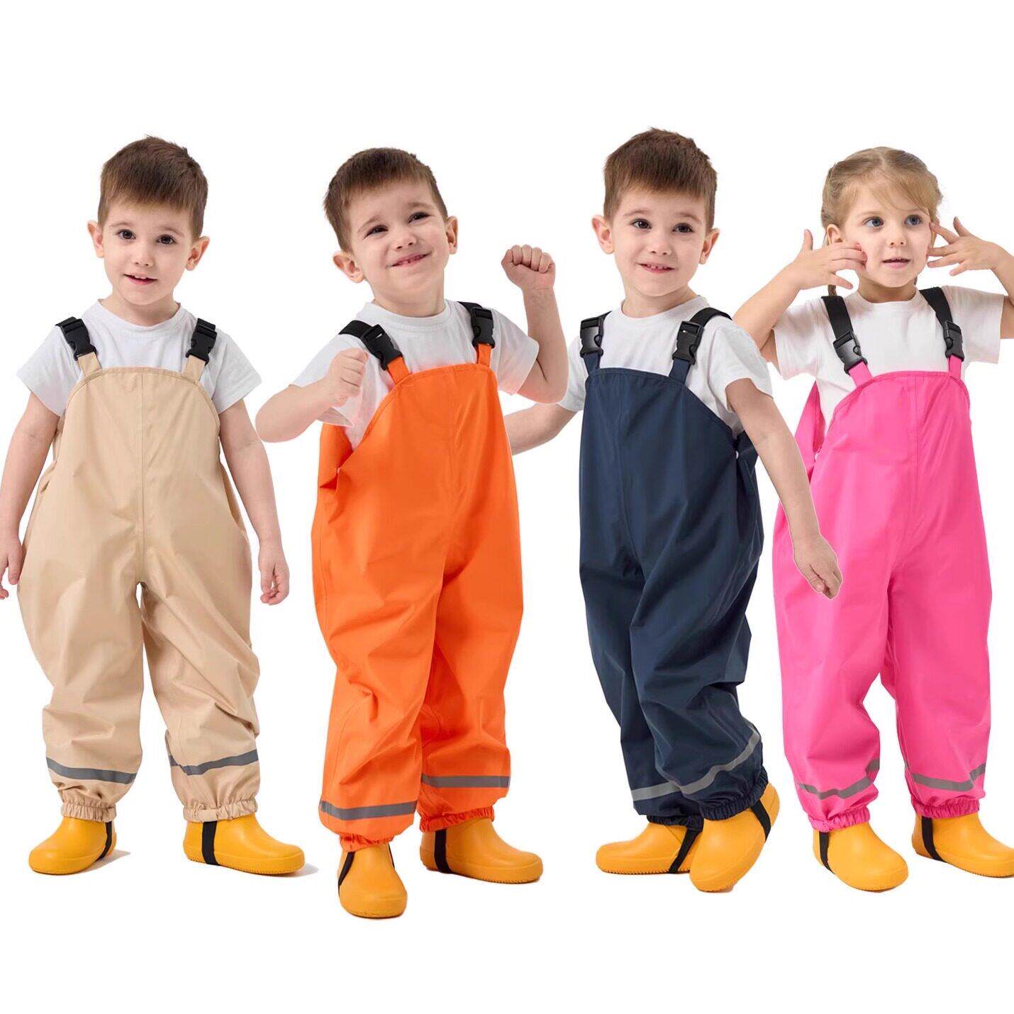 2025赶海装备儿童玩水服涉水防水雨裤幼儿园沙滩摸鱼抱婴袋连身裤