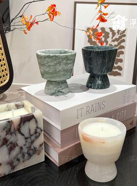 高级大理石香薰烛台欧式覆古法式浪漫氛围感家居样板间装饰品摆件