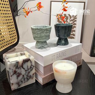 高级大理石香薰烛台欧式覆古法式浪漫氛围感家居样板间装饰品摆件