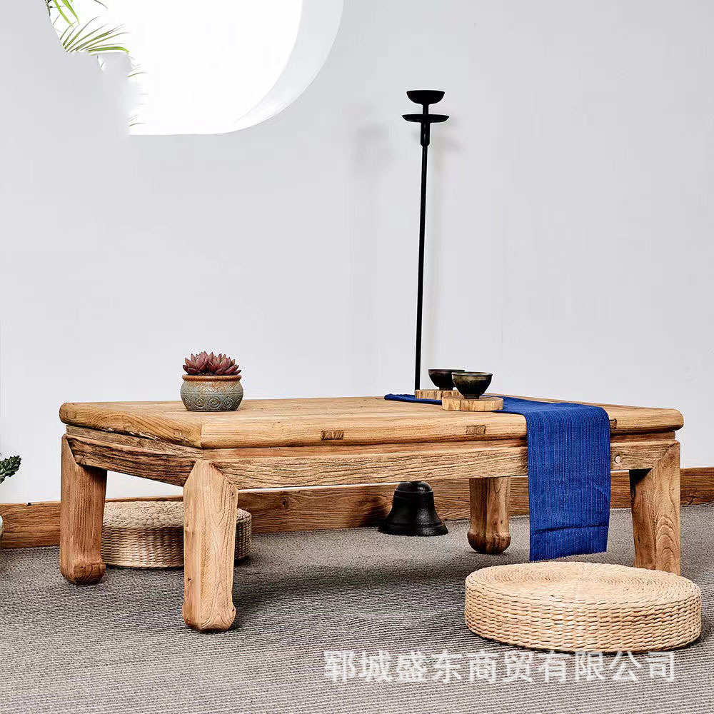 窗禅意榻榻米喝老茶几炕桌桌飘功夫榆木复古家居茶桌小茶桌阳台