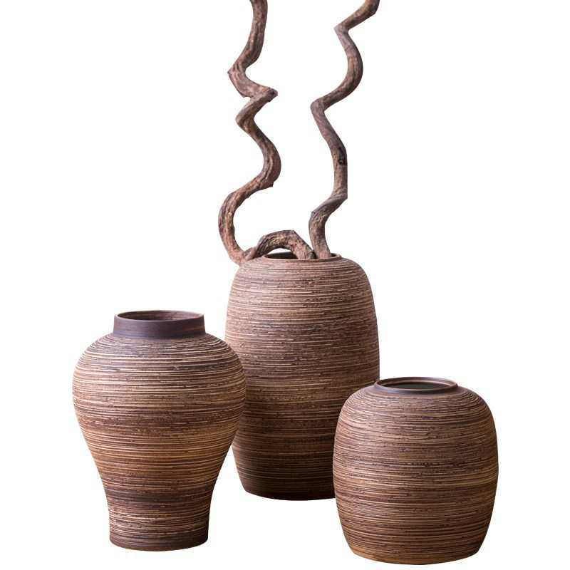 日式陶瓷复古干支花瓶插花器陶罐坛子酒店会所民俗摆件装饰工艺品,家居饰品,花瓶,淘宝优惠券,粉丝福利购,淘宝优惠卷