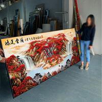 鸿运当头国画 画满山红风景靠山图办公室背景墙山水挂画 画客厅装