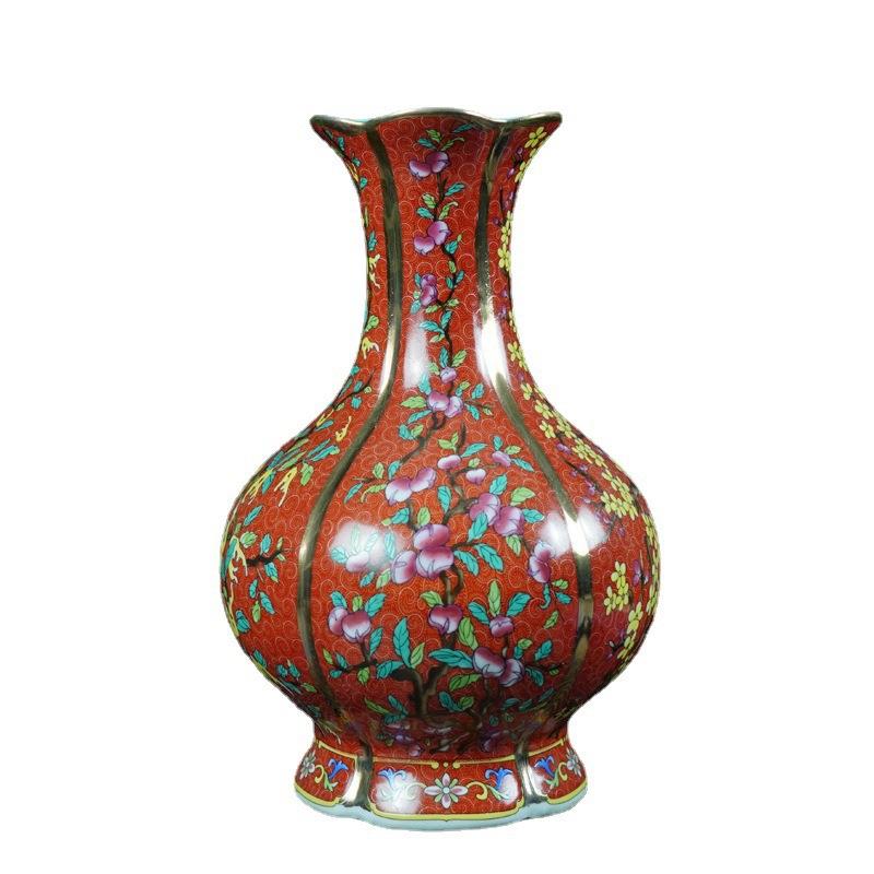 仿古珐琅彩花卉瓶景德镇中式陶瓷家居客厅装饰花瓶工艺品摆件经典