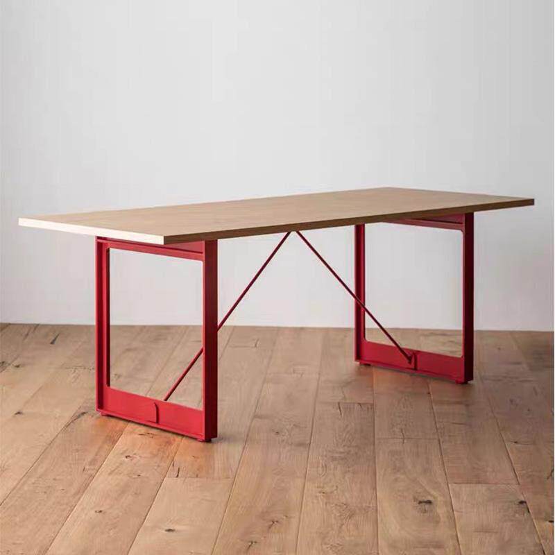 北欧红色会议大板桌子极简设计师办公电脑桌洽谈海洋多层板工作台