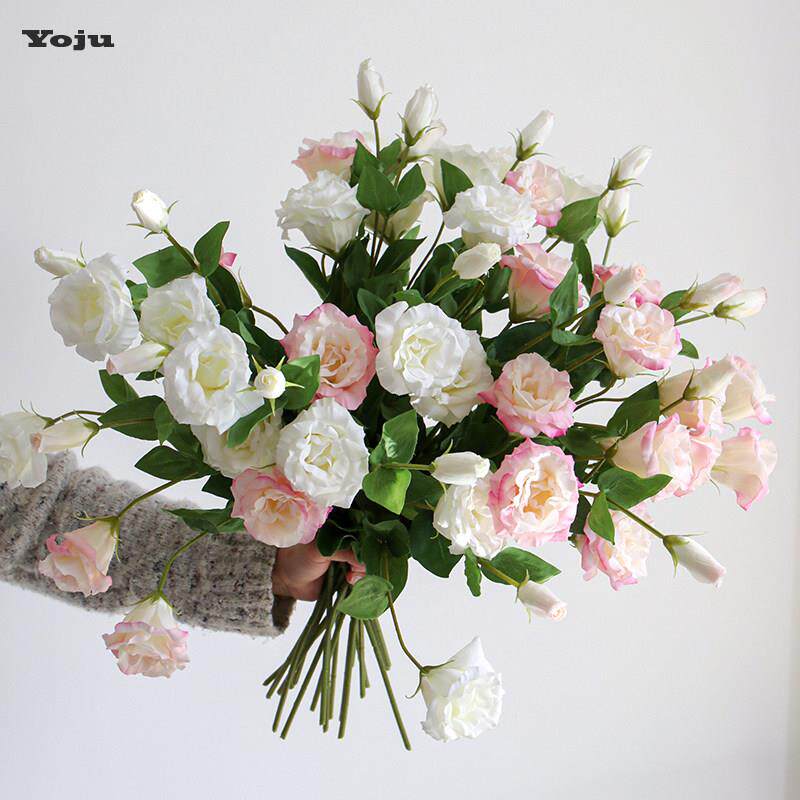 保湿手感洋桔梗仿真花客厅样板房装饰花卉高档婚庆花艺假花摆设件