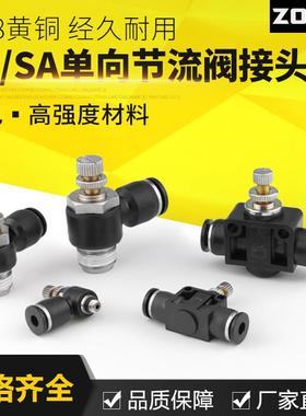黑色气管接头调速气动单向管道气缸节流阀SA/SL4-M5/6-01/8-02/03
