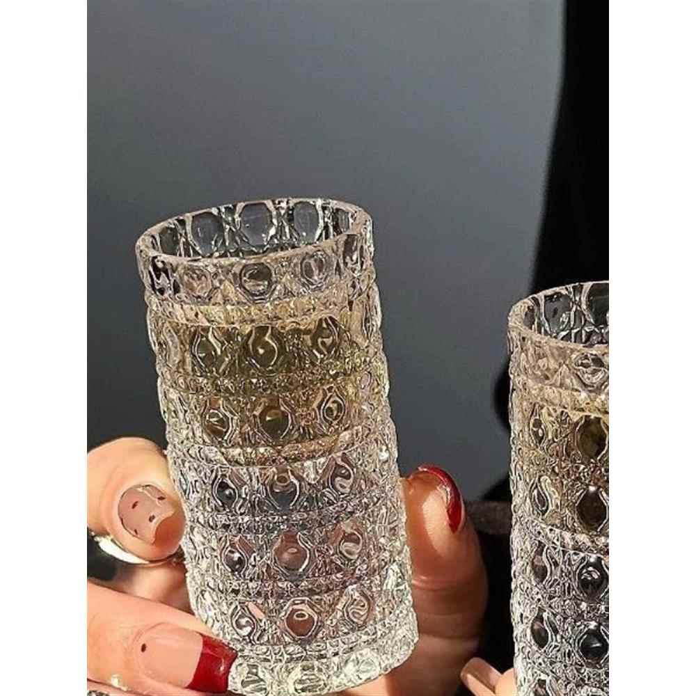 新款轻奢小酒杯浮雕加厚玻璃白酒杯酒盅小号家用一口杯烈酒宝石纹