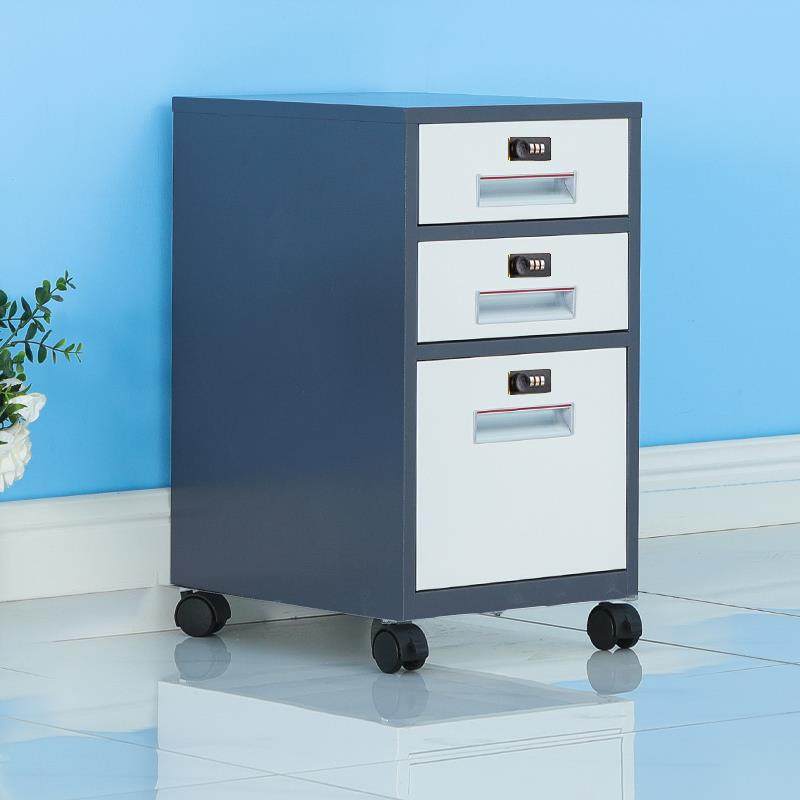 需定制铁皮文件柜矮柜办公桌下三抽屉活动柜带密码锁资料收纳储物