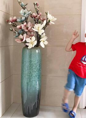 电视柜陶瓷落地花瓶大号客厅高瓶子插花摆件大干花装饰现代新中式