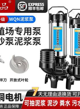 鱼塘专用抽淤泥泥沙不锈钢泥浆泵养殖场专用泵220V家用单相大流量