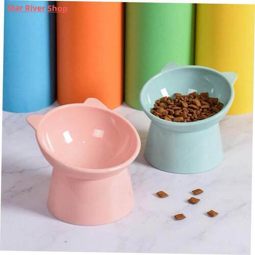 Cat Bowl High Foot Dog Bowl 45°Neck Protector Cat Pet Food